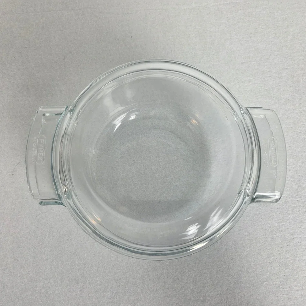 Pyrex France 453 Clear Glass Round Casserole Dish with Lid 1.5 Qt Baker Vintage